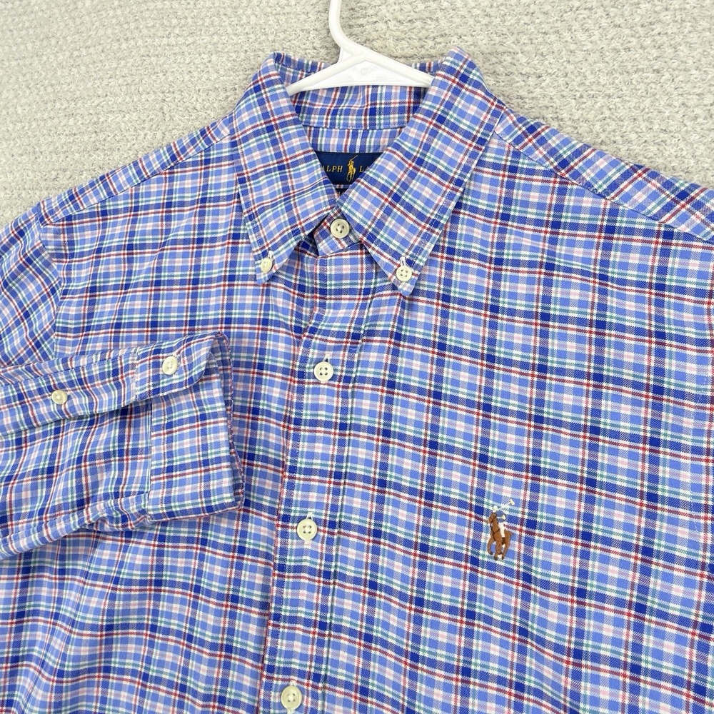 Polo Ralph Lauren Classic Fit Plaid Button Down Shirt Mens Small Blue Pony